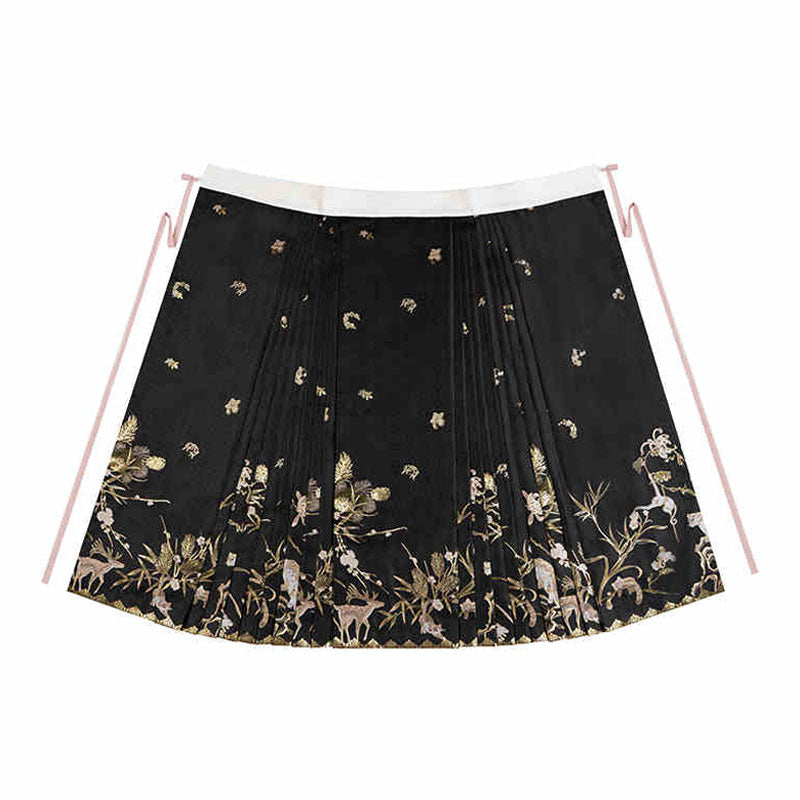 Deer and Plum Blossom - Fun Animal Zoo Series MaMianqun Skirt Daily Hanfu Skirt-01