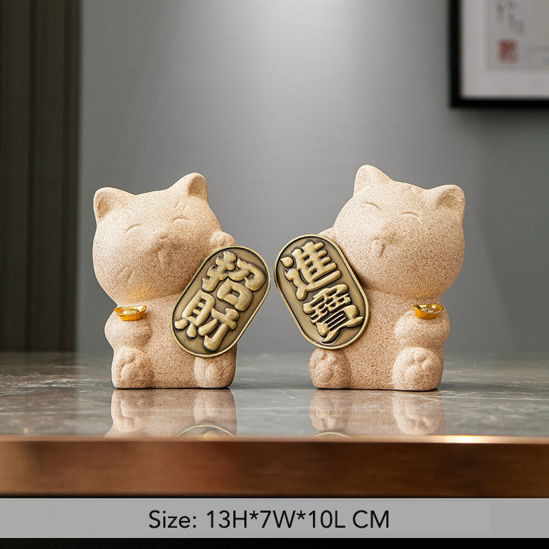 Wealth-Attracting Cat Ornament Creative Chinese Living Room Decor