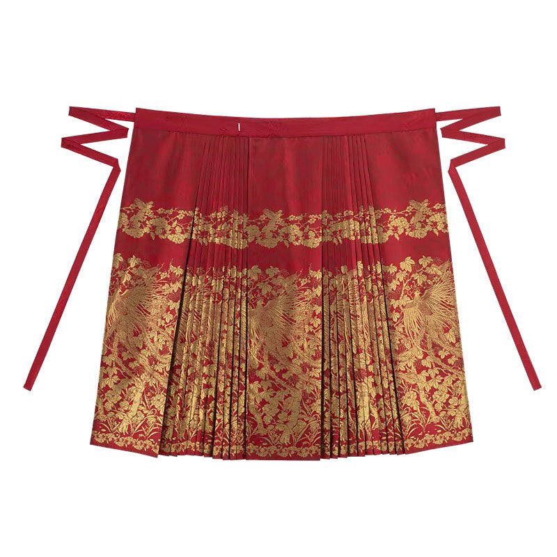 Phoenix Nesting in the Wutong - Red Mamianqun Skirt-07