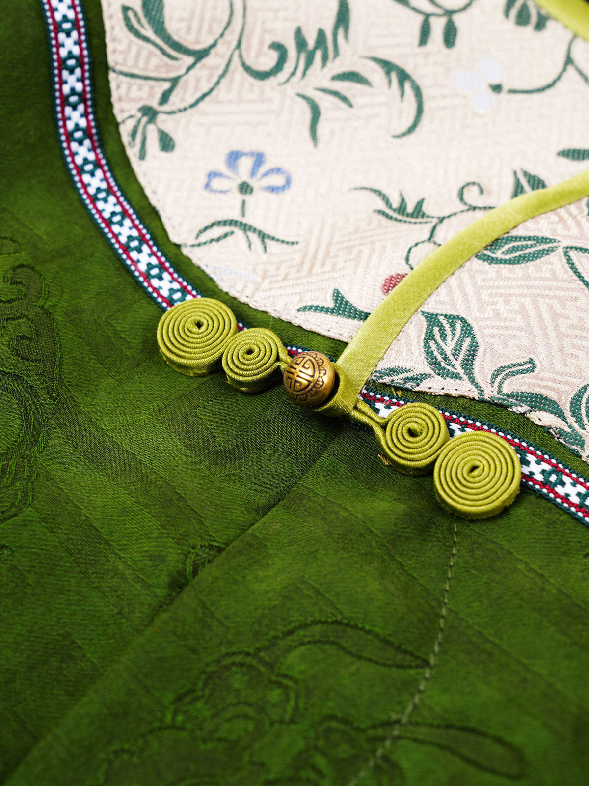 Antique Moss Green Mulberry Silk Chinese-Inspired Top-02