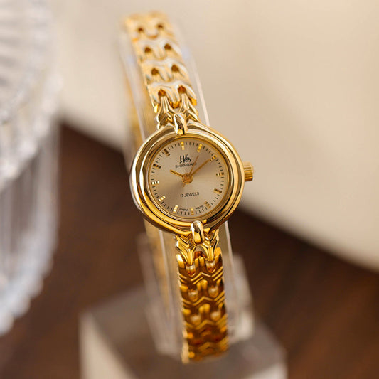 Delicate Old Retro Gold Manual Mechanical Watch for Women-01
