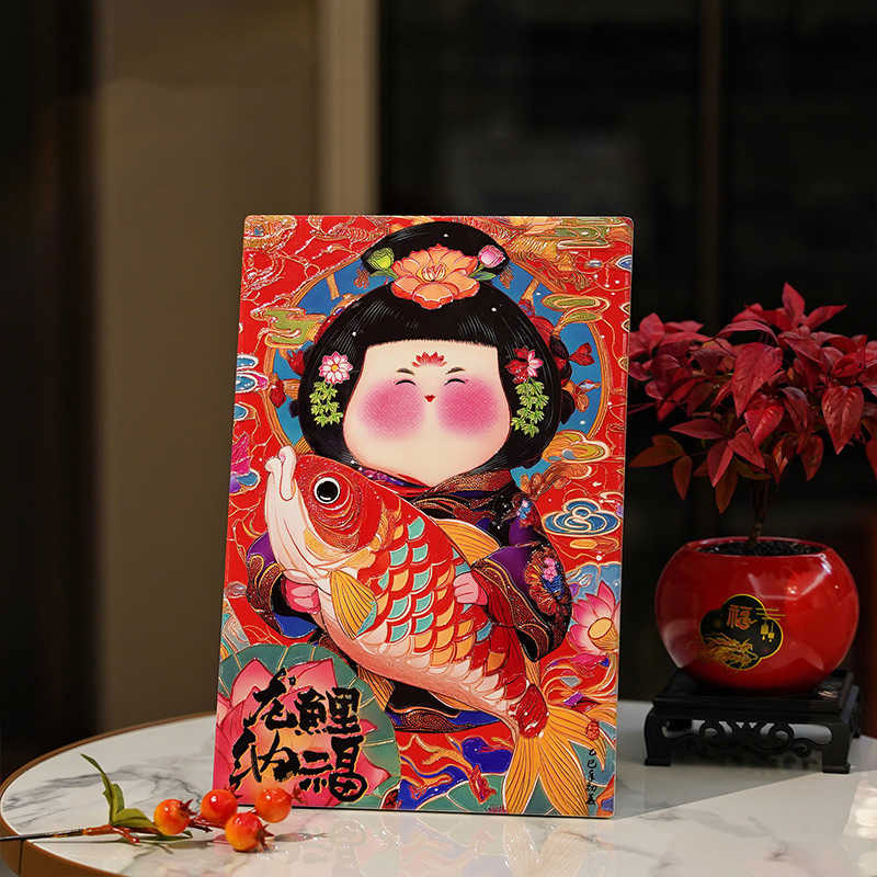 Dragon Koi Blessing Porcelain Table Art – Auspicious Home & Office Display-03