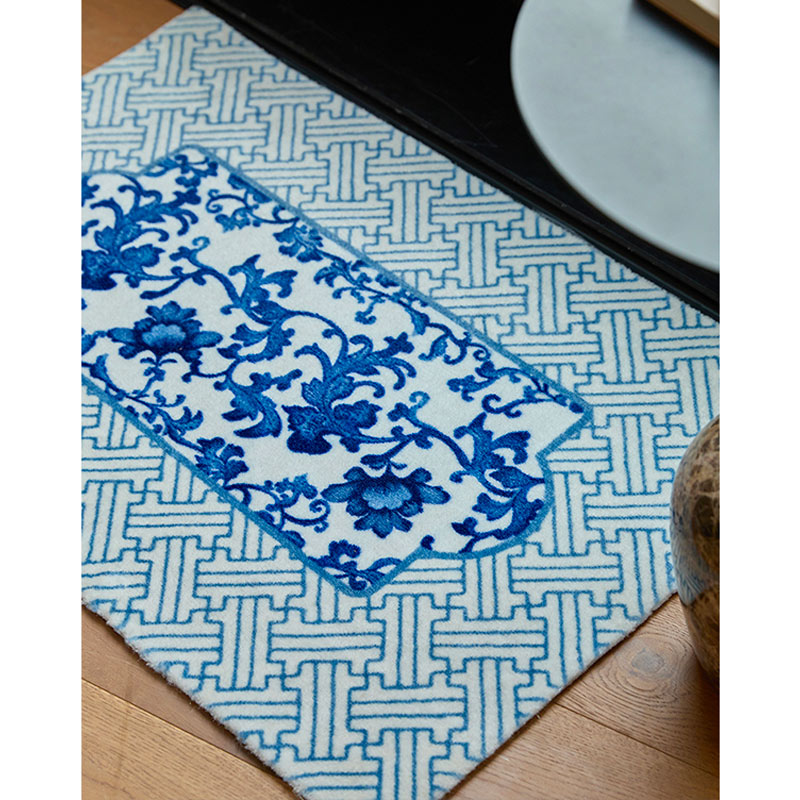 Chinese-inspired Vintage Blue & White Floral Carpet-05