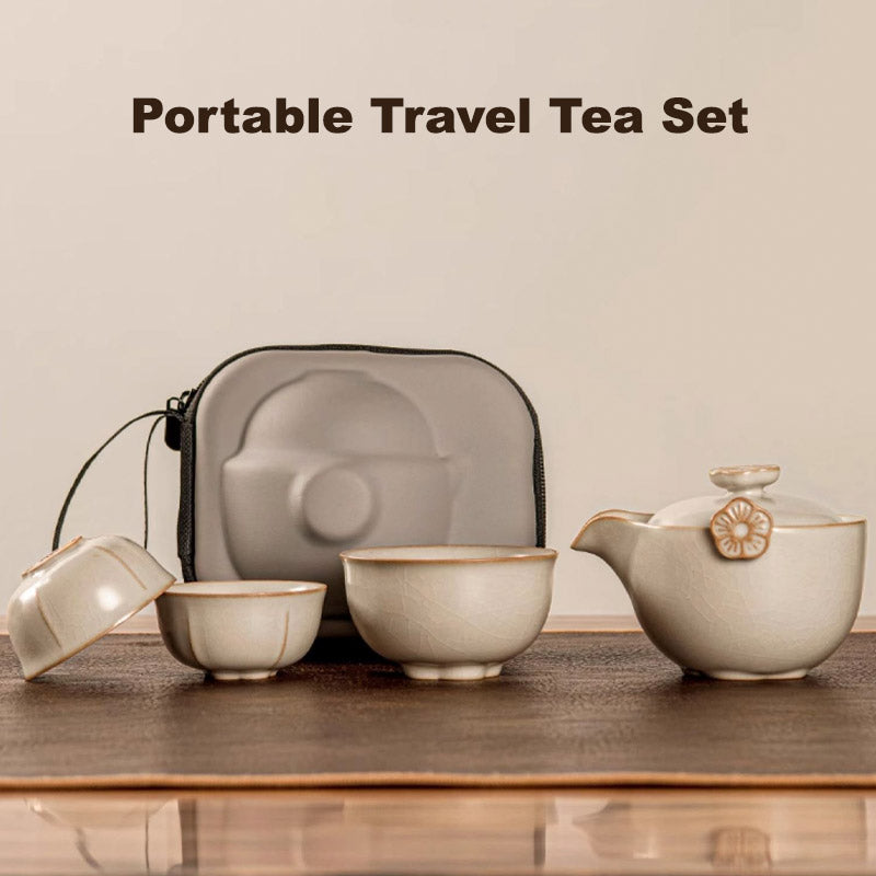 Portable Travel Tea Set - Ru Kiln Ceramic Teacup Set-01