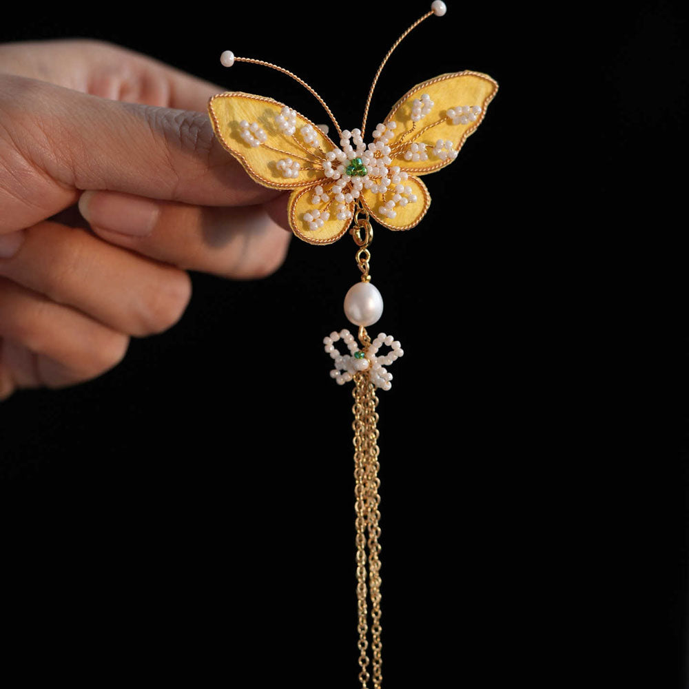 Chinese Ronghua Butterfly Tassel Brooch — Elegant Gift for Her-06