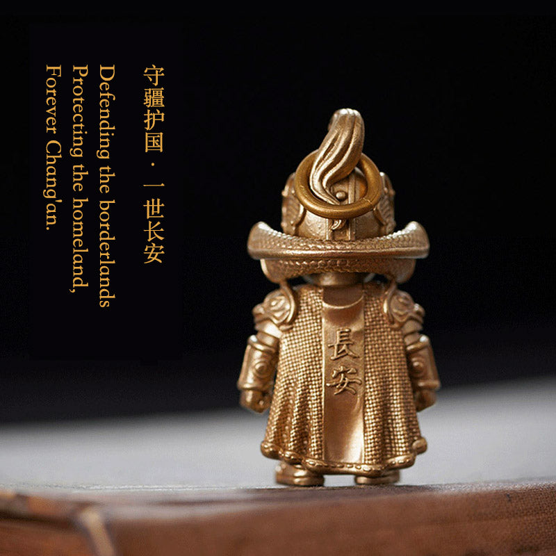 Chinese Tang Dynasty Golden Armor Guarding the Nation Pure Copper Handcrafted Ornament-05