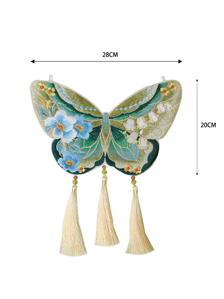Butterfly & Floral Double-Sided Embroidered Phone Bag with Tassel-06