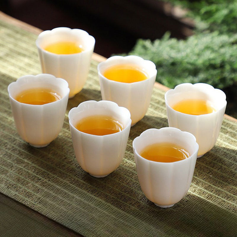 Dehua White Porcelain Bud-Shaped Gongfu Teacup (45ml) - set of 6