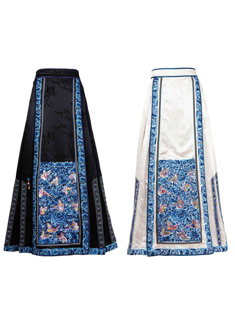 Museum-Inspired Butterfly Tableau Embroidered Mamian Qun Hanfu Skirt-06