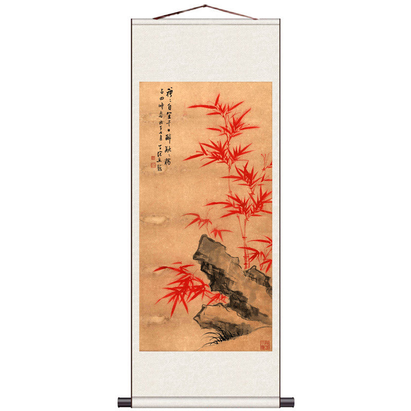 Peinture traditionnelle chinoise «bambou», rouleau de soie suspendu, décoration murale de Style chinois, Art
