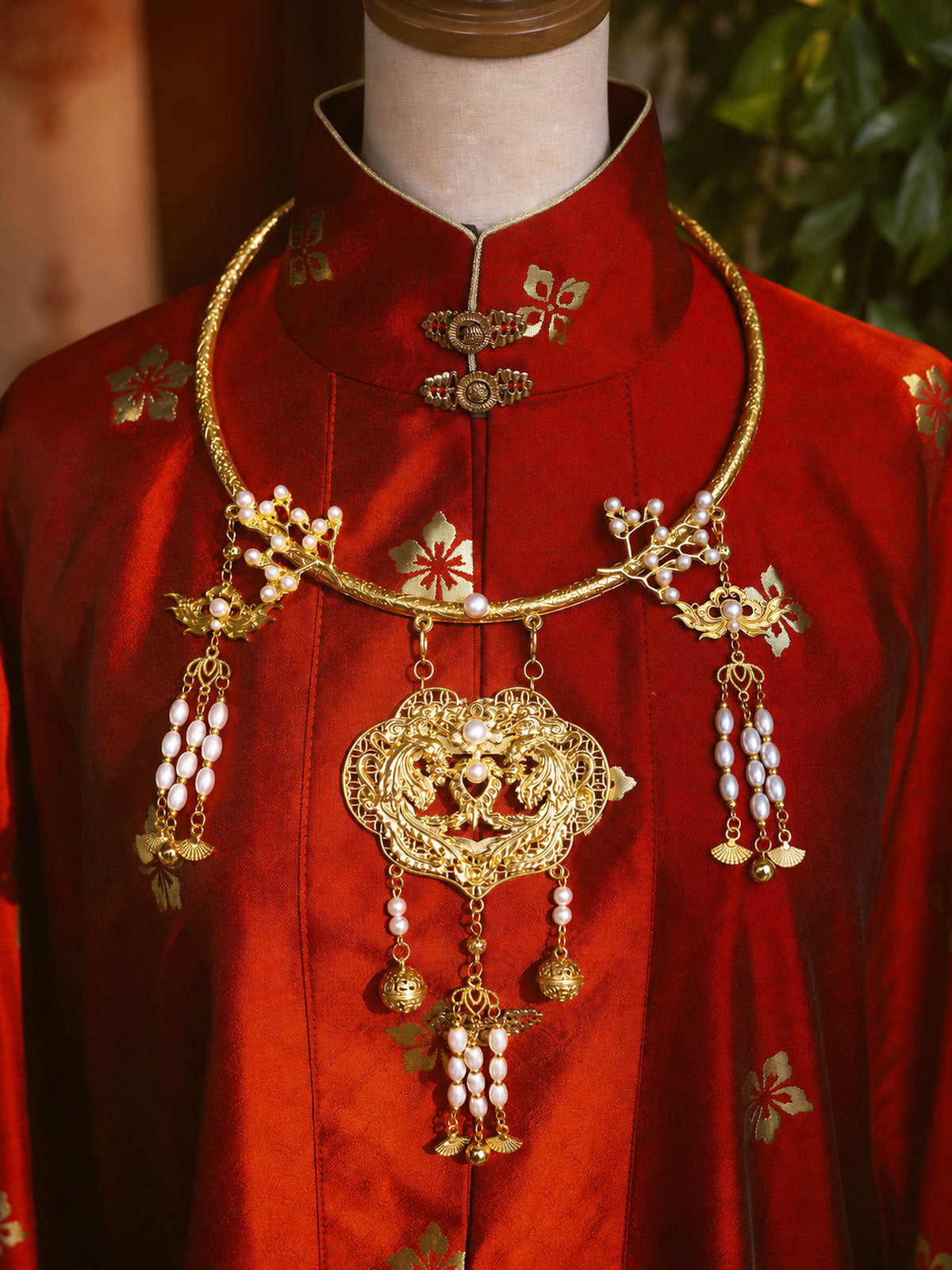 Ming-Style Double Phoenix Ping’an Lock Yingluo Necklace-09