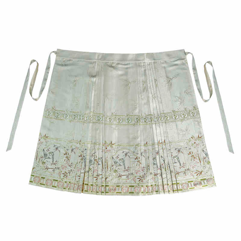 Inspired by Chinese Garden Window Scenes: Eight-Directional Cloud Pattern Woven Gold Mamianqun Skirt-04