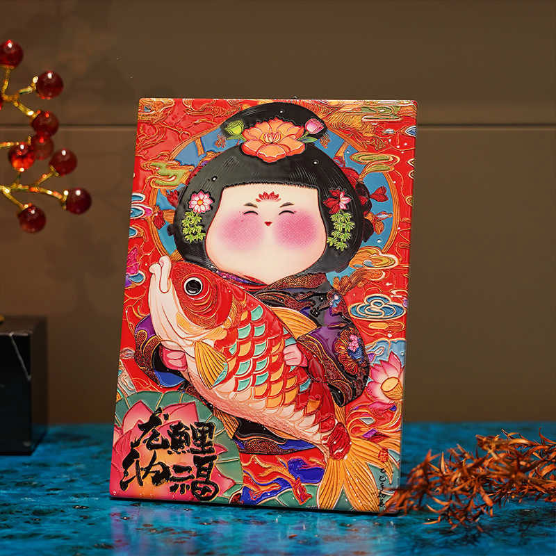 Dragon Koi Blessing Porcelain Table Art – Auspicious Home & Office Display-06