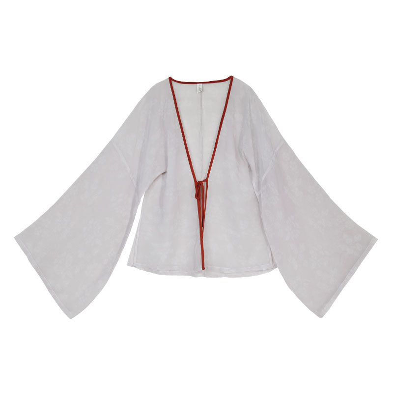 En attente tranquillement des fleurs – Robe longue poitrine inspirée de la dynastie Tang, ensemble jupe Hanfu