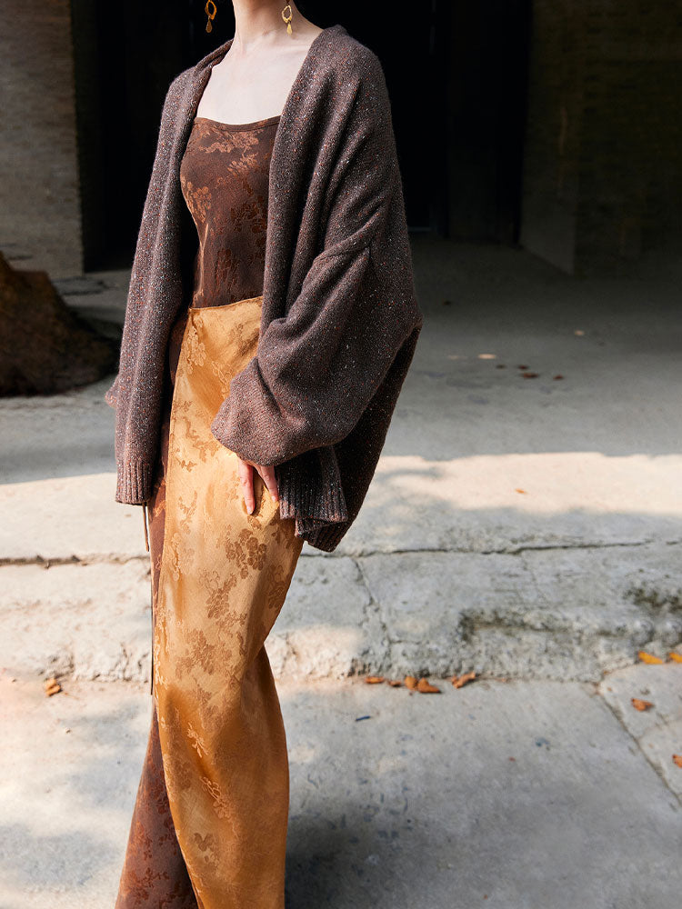 Chinese Vintage Floral Slim Fit Mulberry Silk Xiangyunsha Camisole Dress-04