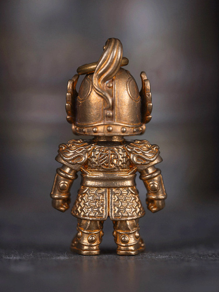 Ancient Chinese Armor Warrior Pure Brass Desktop Ornament - Creative Gift for Boys-06