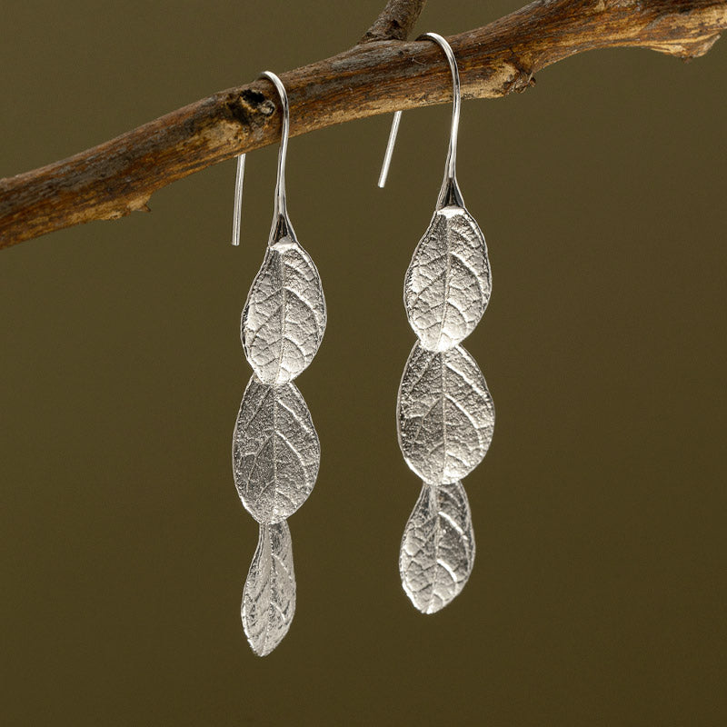 Natural Inspired S925 Sterling Silver Graceful Leaf Earrings-03