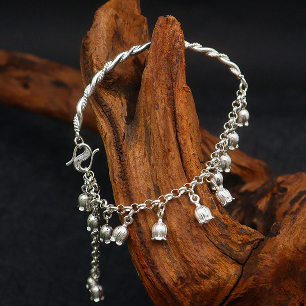 Lily of the Valley Twisted Vine Bracelet in 999 Fine Silver-08