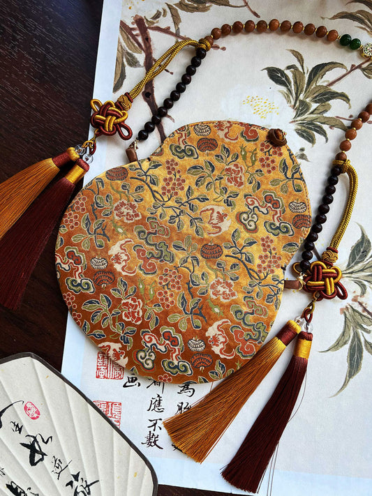 Chinese Traditional Auspicious-Patterned Jacquard Polyester Mobile Phone Pouch & Coin Purse