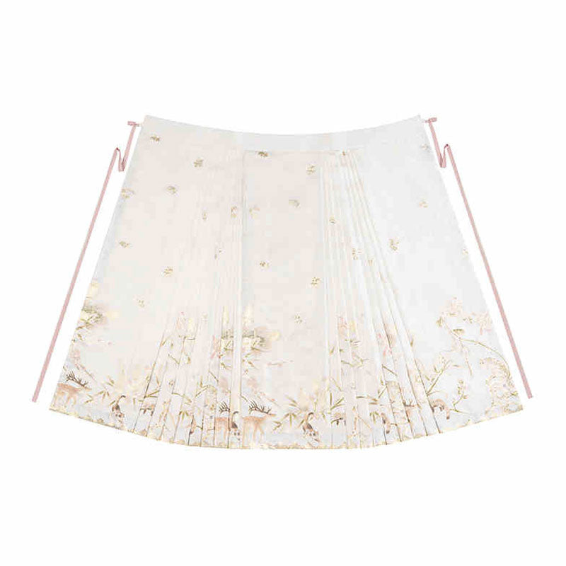 Deer and Plum Blossom - Fun Animal Zoo Series MaMianqun Skirt Daily Hanfu Skirt-06