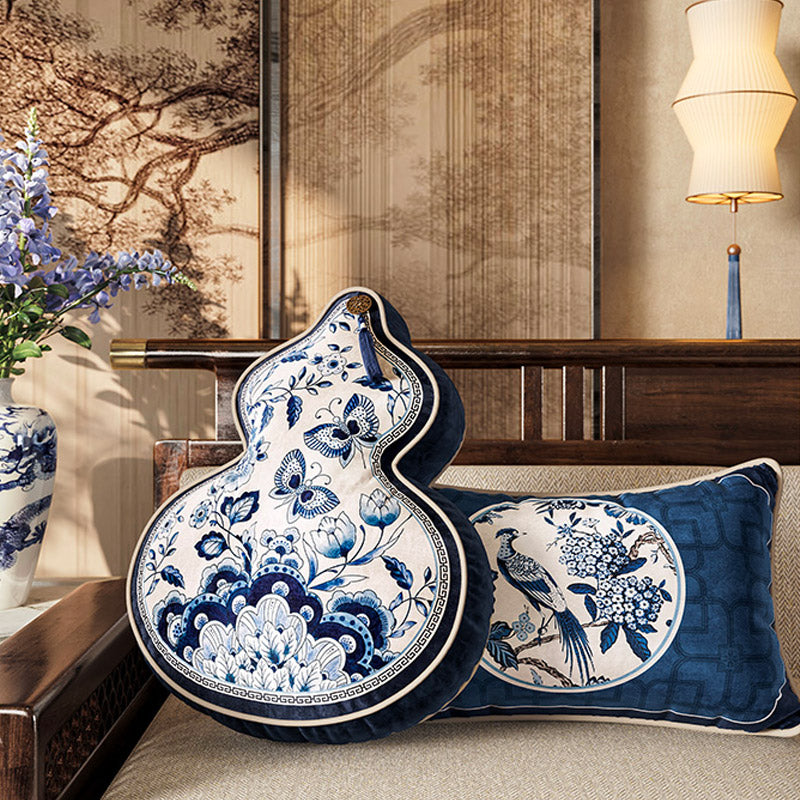 Chinese Classic Blue and White Cushion Series Butterfly/Gourd/Square Cushion Pillows Home Decor-08