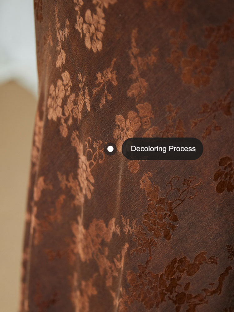 Chinese Vintage Floral Slim Fit Mulberry Silk Xiangyunsha Camisole Dress-07