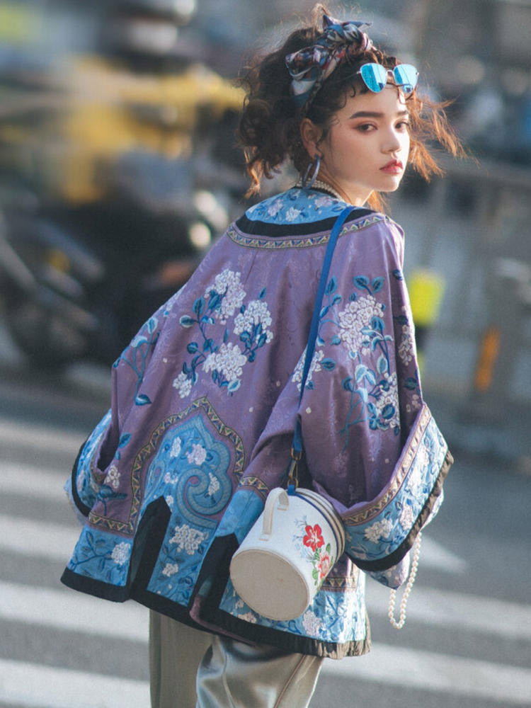 New Chinese Style Purple Jacquard Diagonal Placket Han Elements Women's Top Shirt-04