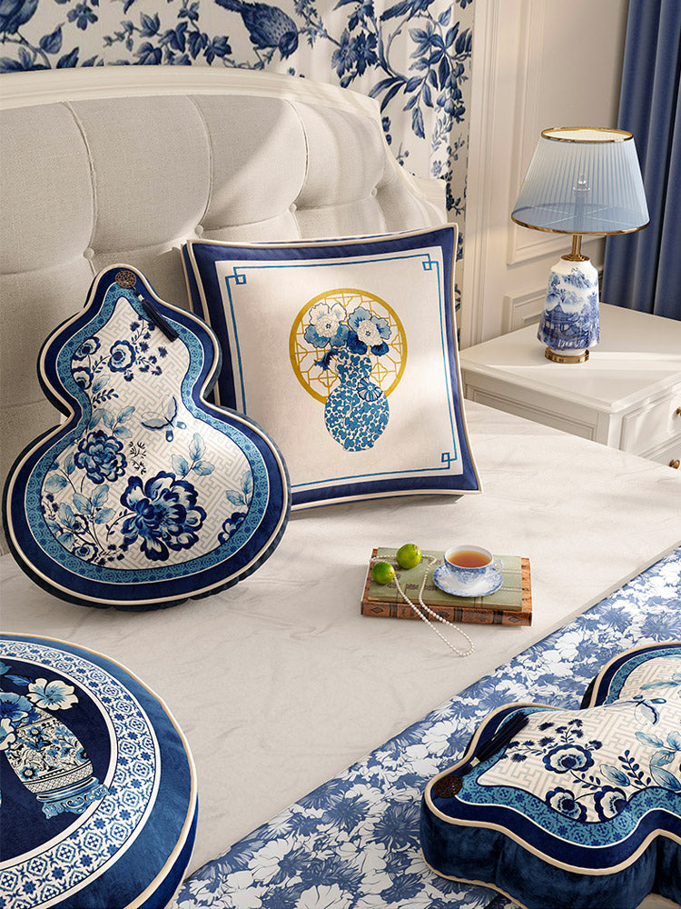 Chinese Classic Luxury Blue and White Cushion Series Double-Sided Printed Gourd/Round/Square Cushion Pillows Home Decor-07