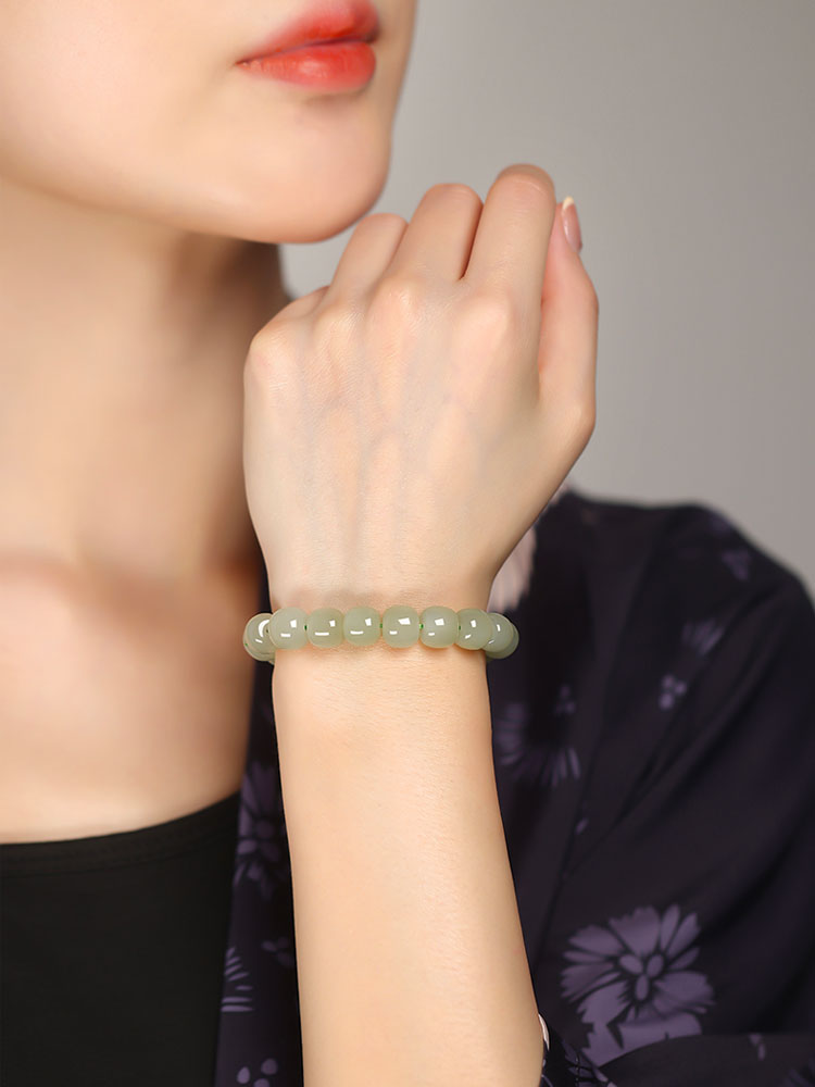 Minimalist Classic Style Natural Hetian Qingshui Jade Bracelet for Women Chinese Jewelry Gift-07