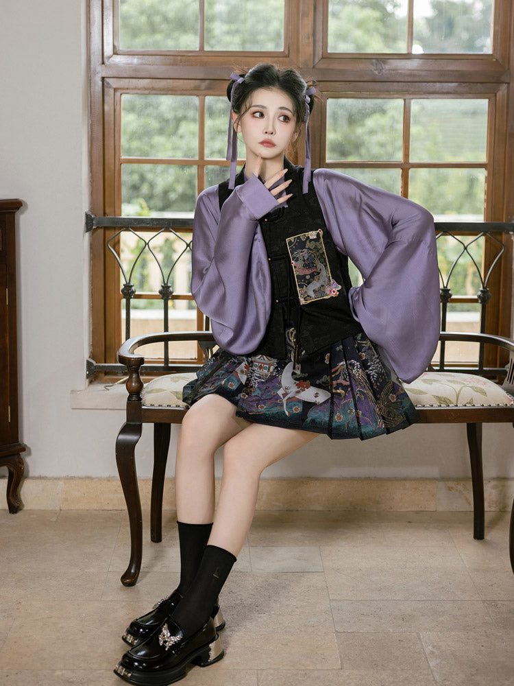 Nine-Colored Deer Inspired - Chic Mini Mamian Skirt Neo-Hanfu Skirt Set-02