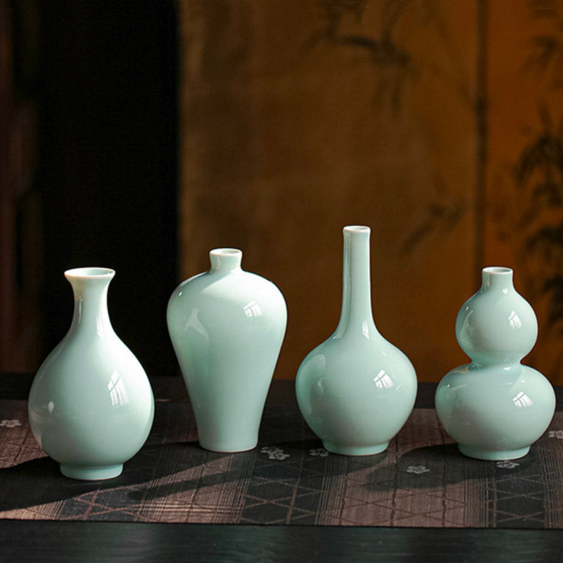 Jingdezhen Chinese Classical Celadon Porcelain Flower Vase Ornament-06