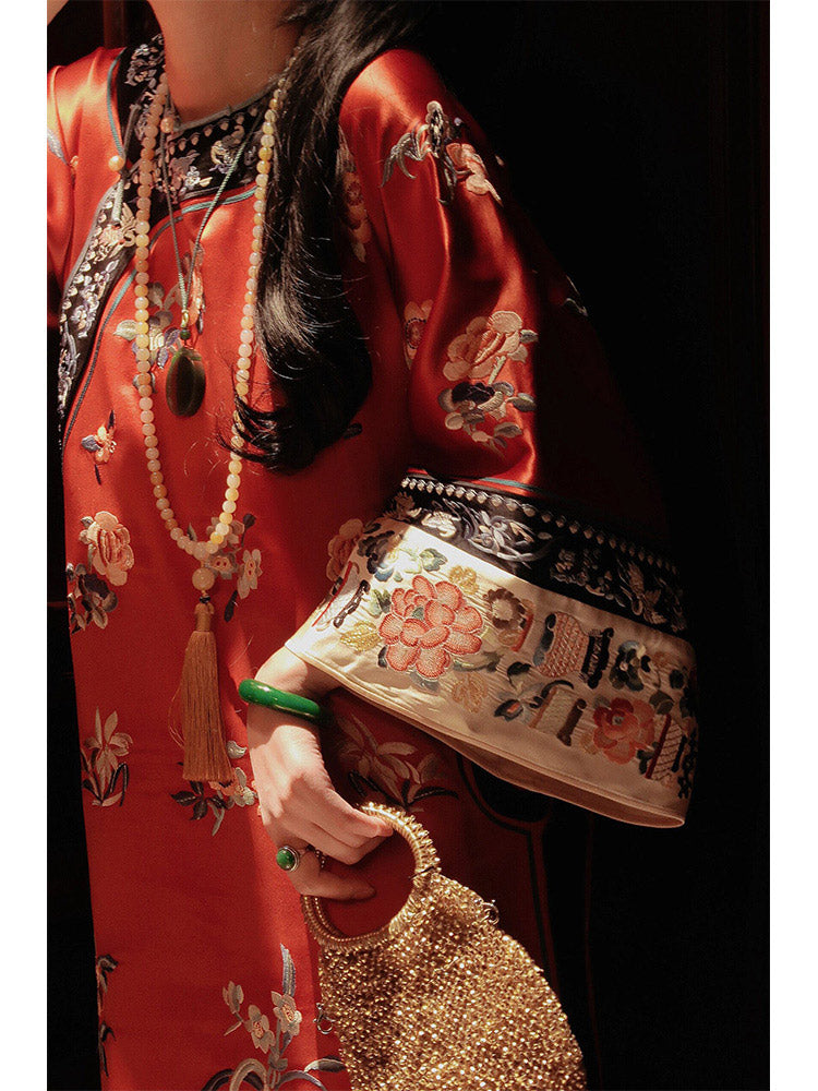 Vintage Red Oversized Sleeves Traditional Han Elements Printed and Embroidered Improved Hanfu Dress-06