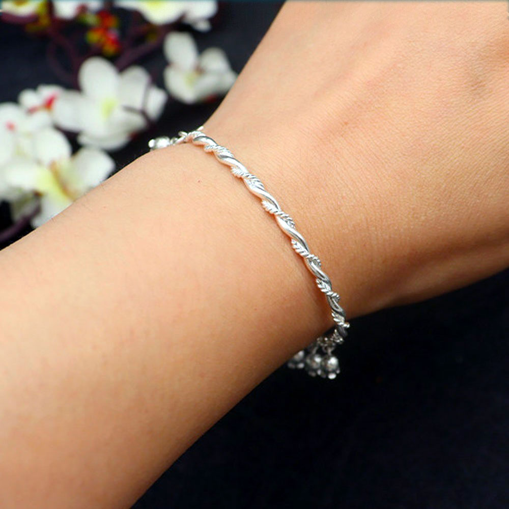 Lily of the Valley Twisted Vine Bracelet in 999 Fine Silver-05