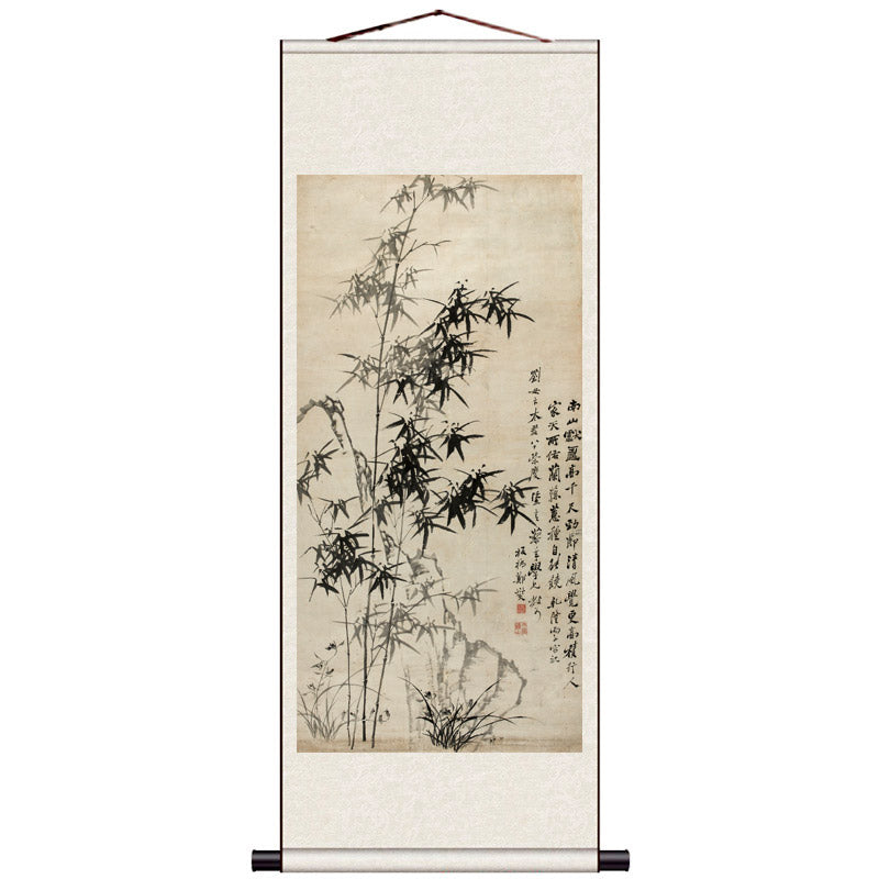 Peinture traditionnelle chinoise «bambou», rouleau de soie suspendu, décoration murale de Style chinois, Art