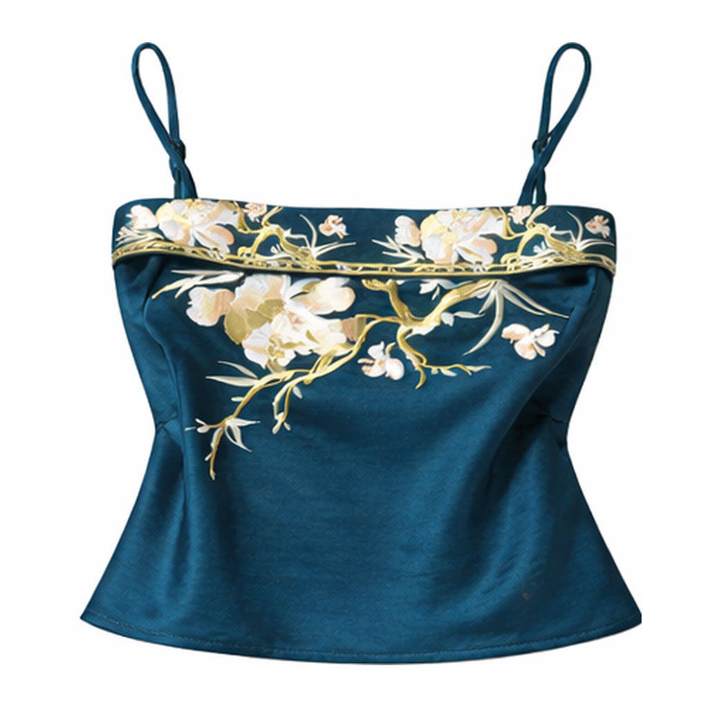 Floral Embroidered Hanfu Camisole - Vintage Chinese Inner Layer Top-07