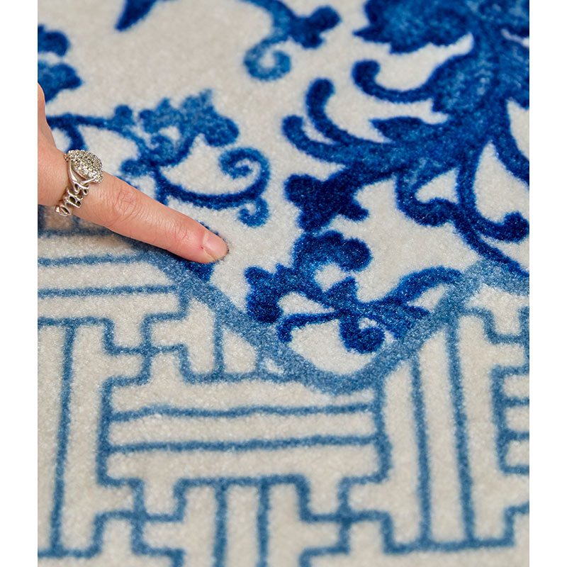 Chinese-inspired Vintage Blue & White Floral Carpet-04