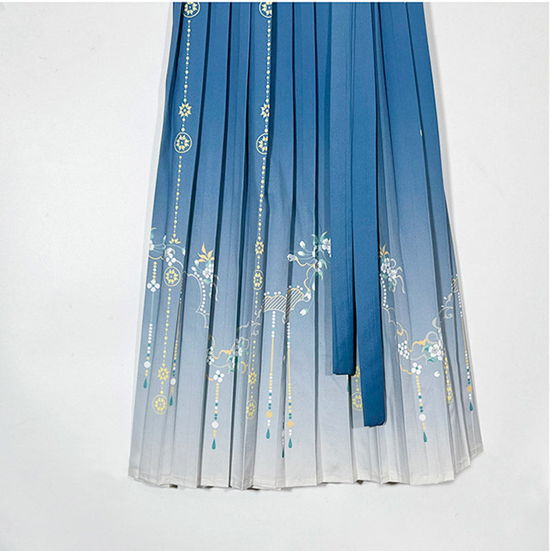 Chinese Style Han Element Printed Pleated Skirt for Women-08