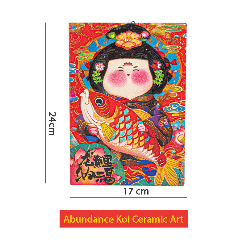 Dragon Koi Blessing Porcelain Table Art – Auspicious Home & Office Display-07