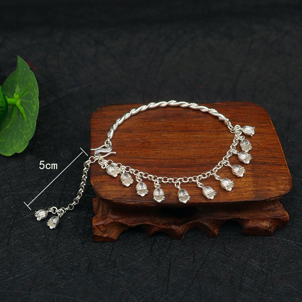 Lily of the Valley Twisted Vine Bracelet in 999 Fine Silver-07