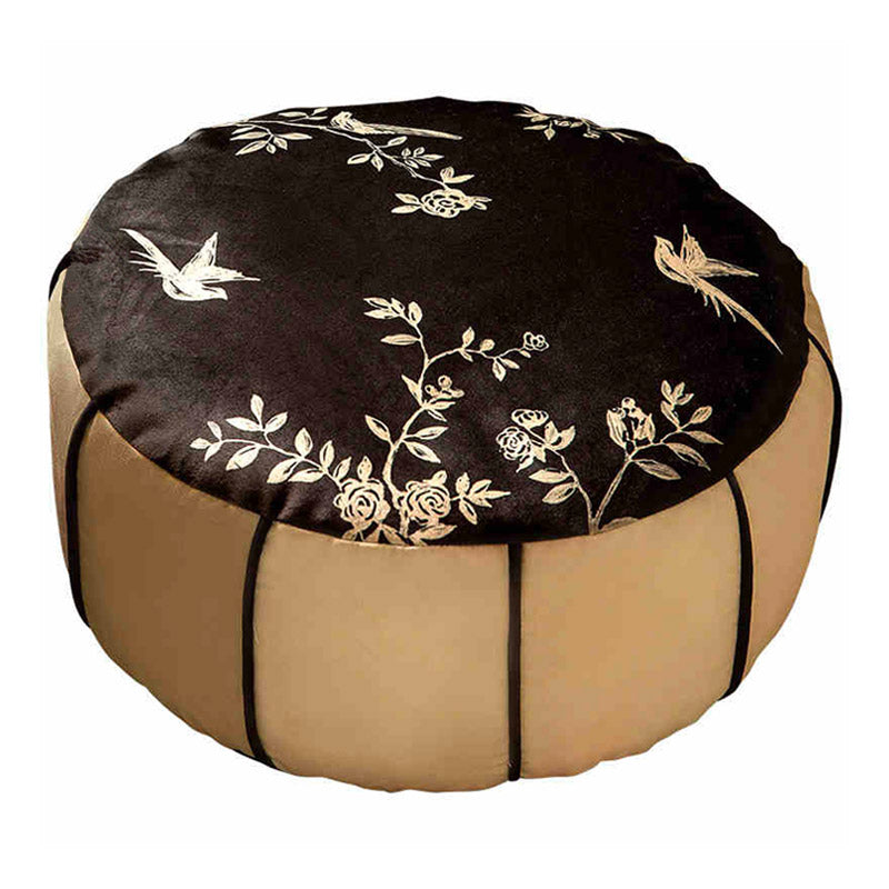 Jade Magnolia at Spring Dawn - Chinese Printed Meditation Pouf Pillow Floor Cushion