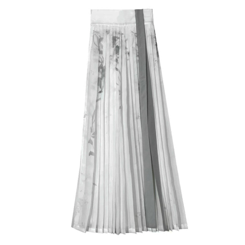 Chinese Style Han Element Printed Pleated Skirt for Women-05