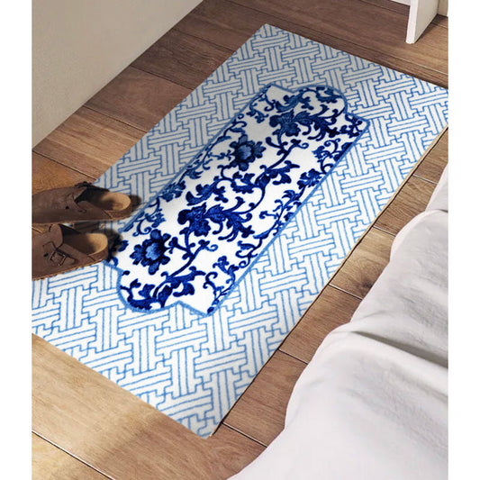 Chinese-inspired Vintage Blue & White Floral Carpet-02