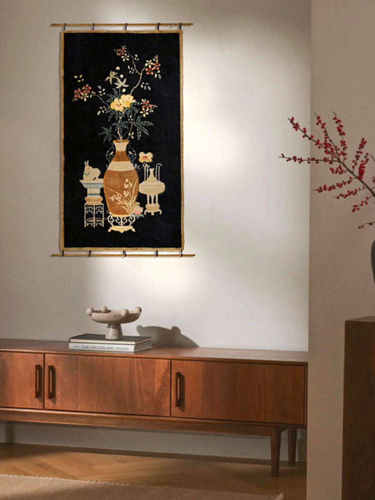 Oriental Classical Vase & Blossom Tapestry Wall Decor-03