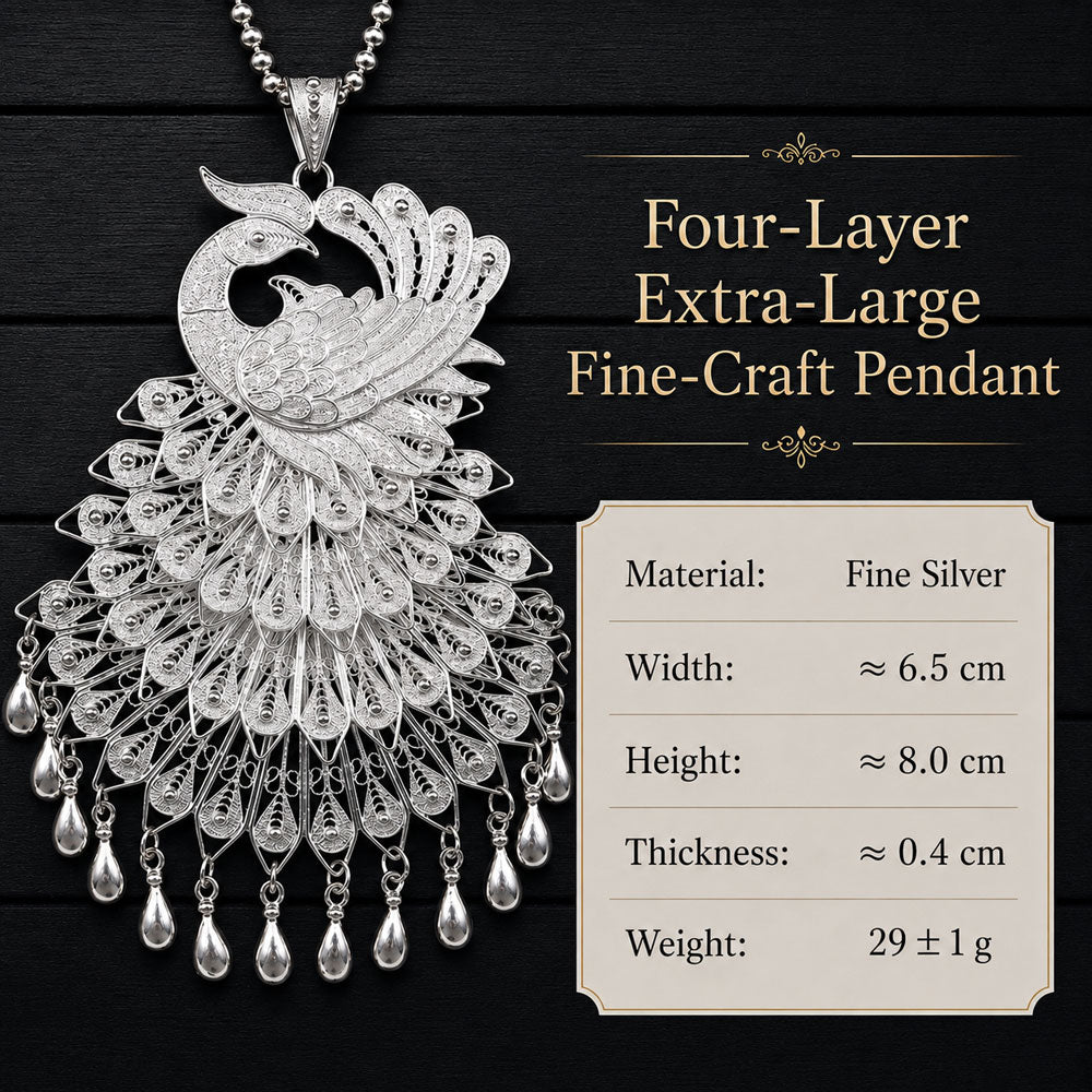 Chinese Heritage Phoenix Filigree Statement Pendant in 999 Fine Silver-07