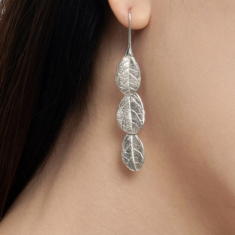 Natural Inspired S925 Sterling Silver Graceful Leaf Earrings-02