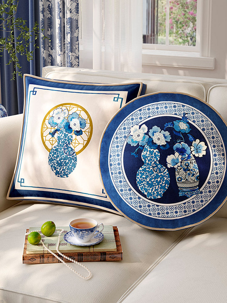 Chinese Classic Luxury Blue and White Cushion Series Double-Sided Printed Gourd/Round/Square Cushion Pillows Home Decor-06
