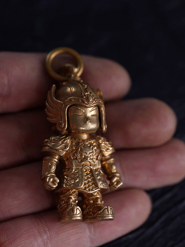 Ancient Chinese Armor Warrior Pure Brass Desktop Ornament - Creative Gift for Boys-05
