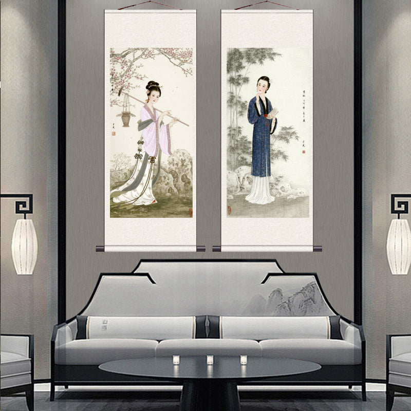 "Depiction of Ancient Court Ladies" - Traditional Chinese Painting Reproduction Classical Silk Scroll Hanging Wall Decor-08