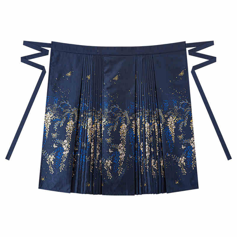 Wisteria Flower Rain Ma Mian Skirt - Modern Style Hanfu Mamianqun Daily Wear for Women-09