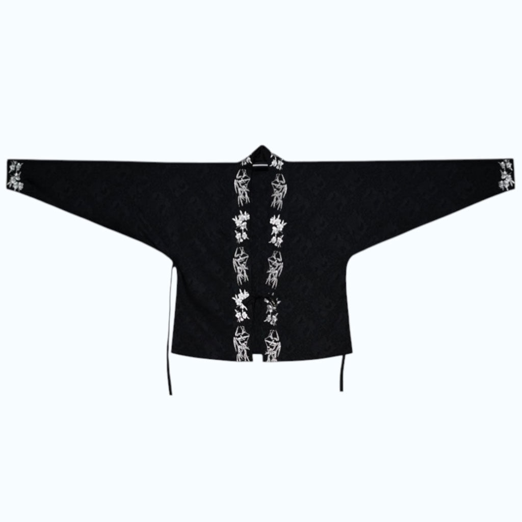 Snow Bamboo Plum Embroidered Song-Style Jiaoling Hanfu Shirt-04